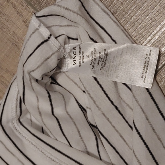Vince US L Women's Striped V-Neck T-Shirt in Pima Cotton - Picture 4 of 7